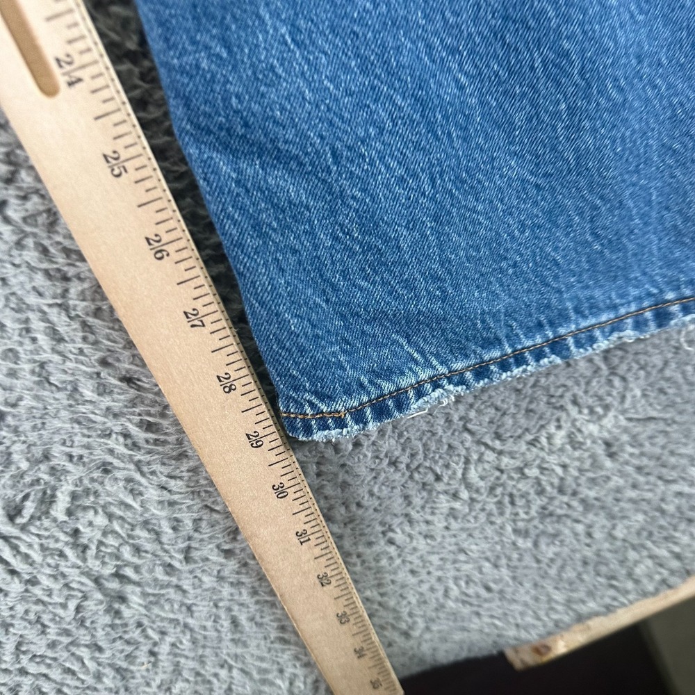 Levi's Ribcage Jeans Womens 28x29 Blue Denim Straight Leg Ankle Faded Distressed - Picture 10 of 12